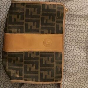 Fendi Men's Black and Tan Toiletry Bag